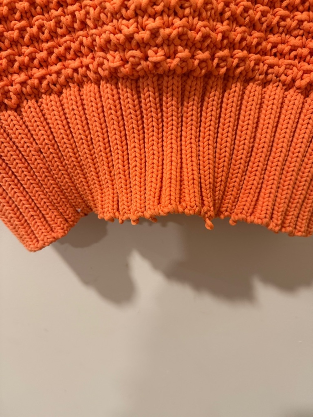 Varley Bright Orange Textured Knit V-Neck Sweater Vest - Picture 3 of 3